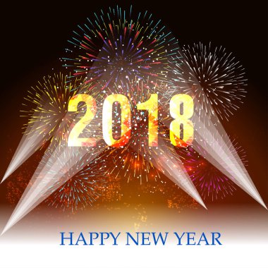 Mutlu yeni yıl 2018 havai fişek arka plan ile