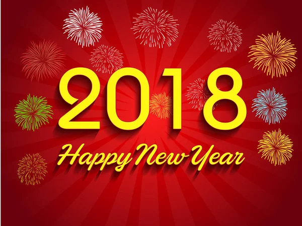 Feliz año nuevo 2018 con fondo de fuegos artificiales — Archivo Imágenes Vectoriales
