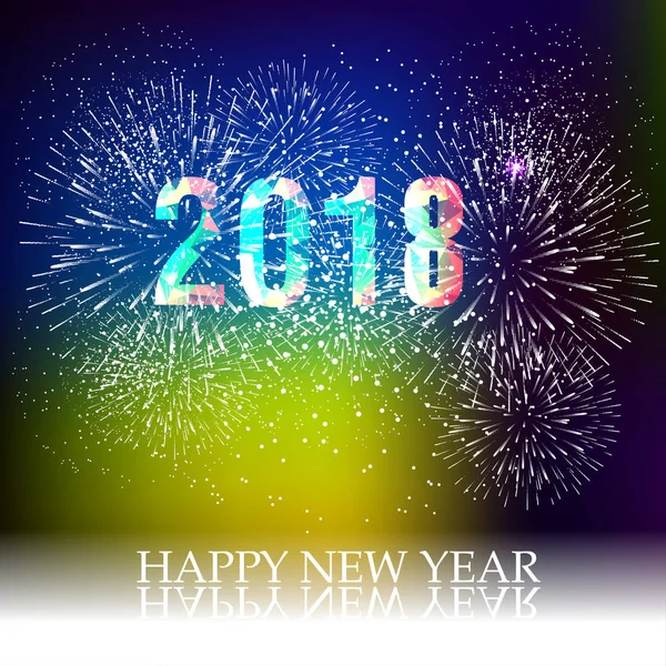 Felice anno nuovo 2018 con sfondo fuochi d'artificio — Vettoriale Stock