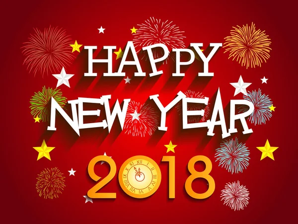 Šťastný nový rok 2018 s pozadím ohňostroj — Stockový vektor