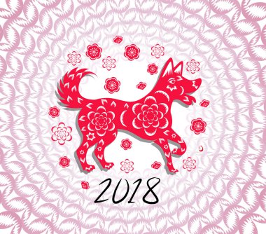 Mutlu çene yeni yıl 2018 yıl köpek. Ay yeni yıl.