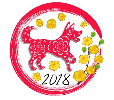 Mutlu çene yeni yıl 2018 yıl köpek. Ay yeni yıl.