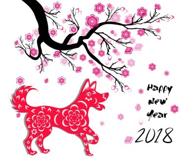 Mutlu çene yeni yıl 2018 yıl köpek. Ay yeni yıl.