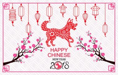 Mutlu çene yeni yıl 2018 yıl köpek. Ay yeni yıl.