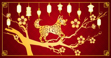 Mutlu çene yeni yıl 2018 yıl köpek. Ay yeni yıl.