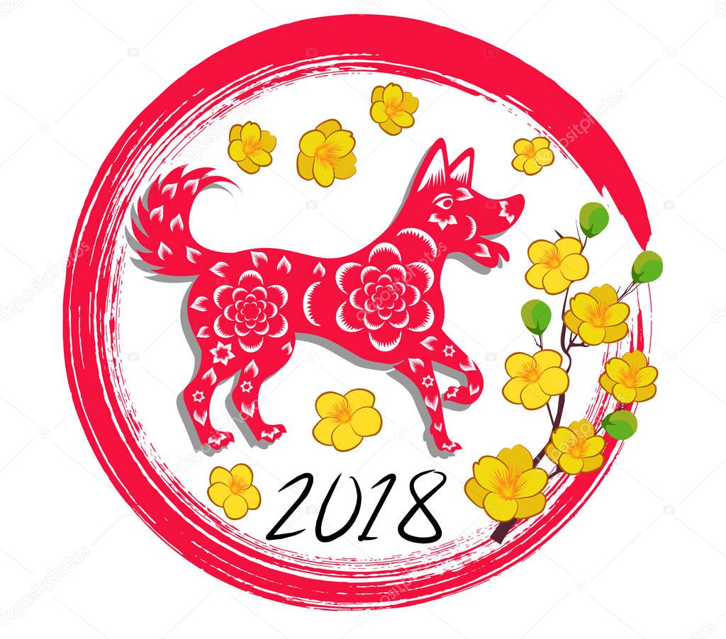 Happy  Chinese New Year  2018 year of the dog.  Lunar new year.