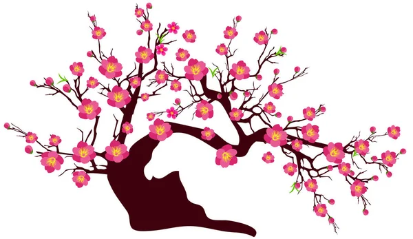 中国の旧正月、旧正月の桜をベクトルします。 — ストックベクタ