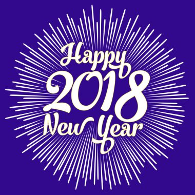 Mutlu yeni yıl 2018 havai fişek arka plan üzerinde tipografi metin ile