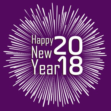 Mutlu yeni yıl 2018 havai fişek arka plan üzerinde tipografi metin ile