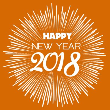 Mutlu yeni yıl 2018 havai fişek arka plan üzerinde tipografi metin ile