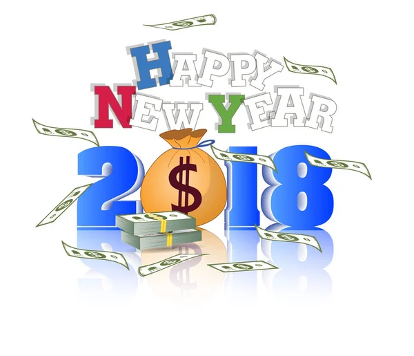 Crescimento monetário de 2018. Feliz Ano Novo — Vetor de Stock