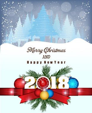 Kartpostal mutlu yeni yıl 2018 ve mutlu Noeller 
