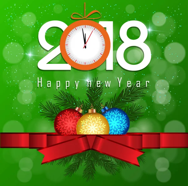 Postal Feliz Año Nuevo 2018 y feliz Navidad — Vector de stock