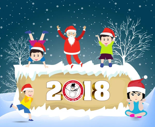 Postal Feliz Año Nuevo 2018 y feliz Navidad — Archivo Imágenes Vectoriales