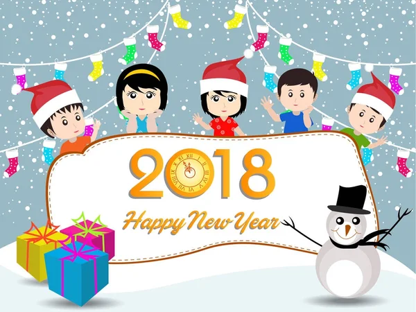 Vykort gott nytt år 2018 och god jul — Stock vektor