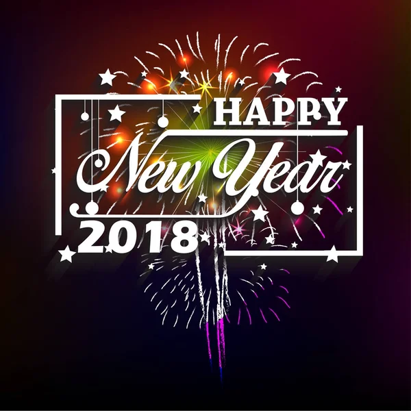 Mutlu yeni yıl 2018. Noel. El hat tipografi ve havai fişek.