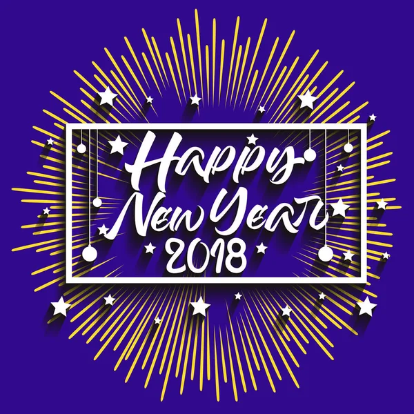 Mutlu yeni yıl 2018. Noel. El hat tipografi ve havai fişek.