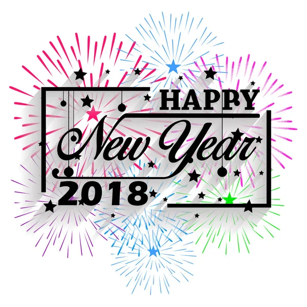 Mutlu yeni yıl 2018. Noel. El hat tipografi ve havai fişek.