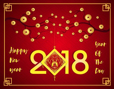 Mutlu çene yeni yıl 2018 yıl köpek. Ay yeni yıl