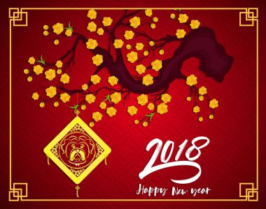 Mutlu çene yeni yıl 2018 yıl köpek. Ay yeni yıl