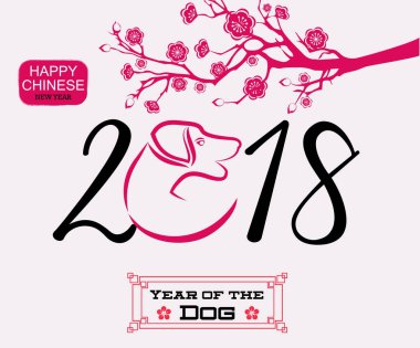 Mutlu çene yeni yıl 2018 yıl köpek. Ay yeni yıl