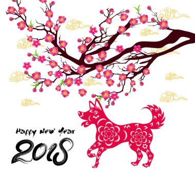 Mutlu çene yeni yıl 2018 yıl köpek. Ay yeni yıl