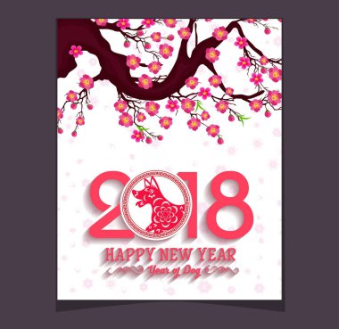 Mutlu çene yeni yıl 2018 yıl köpek. Ay yeni yıl