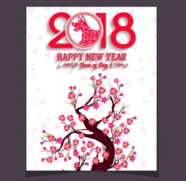 Mutlu çene yeni yıl 2018 yıl köpek. Ay yeni yıl