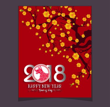 Mutlu çene yeni yıl 2018 yıl köpek. Ay yeni yıl