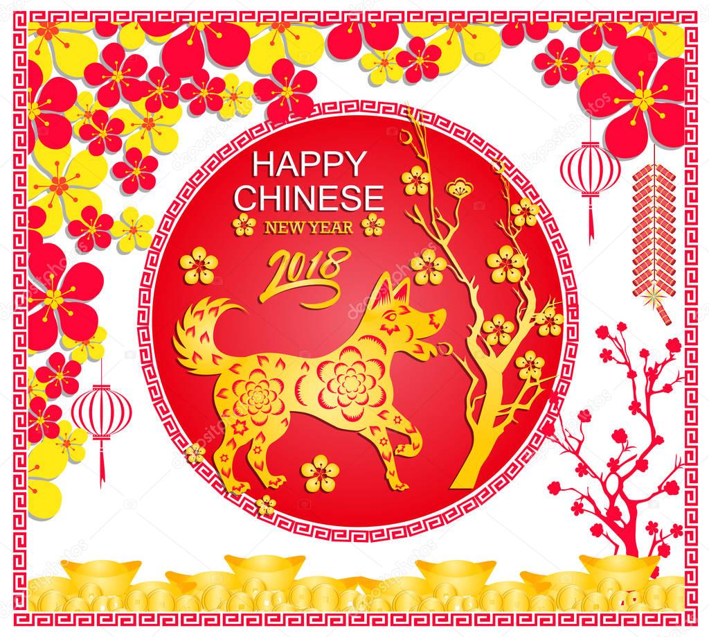 Happy  Chinese New Year  2018 year of the dog.  Lunar new year