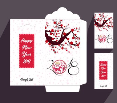 Çin yeni yılı kırmızı zarf düz simgesi, 2018 köpek yılı