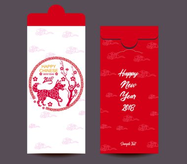 Çin yeni yılı kırmızı zarf düz simgesi, 2018 köpek yılı