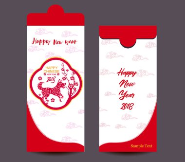 Çin yeni yılı kırmızı zarf düz simgesi, 2018 köpek yılı