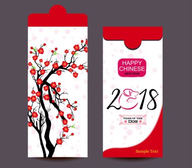 Çin yeni yılı kırmızı zarf düz simgesi, 2018 köpek yılı