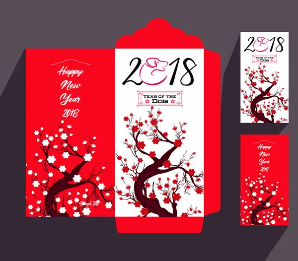 Çin yeni yılı kırmızı zarf düz simgesi, 2018 köpek yılı