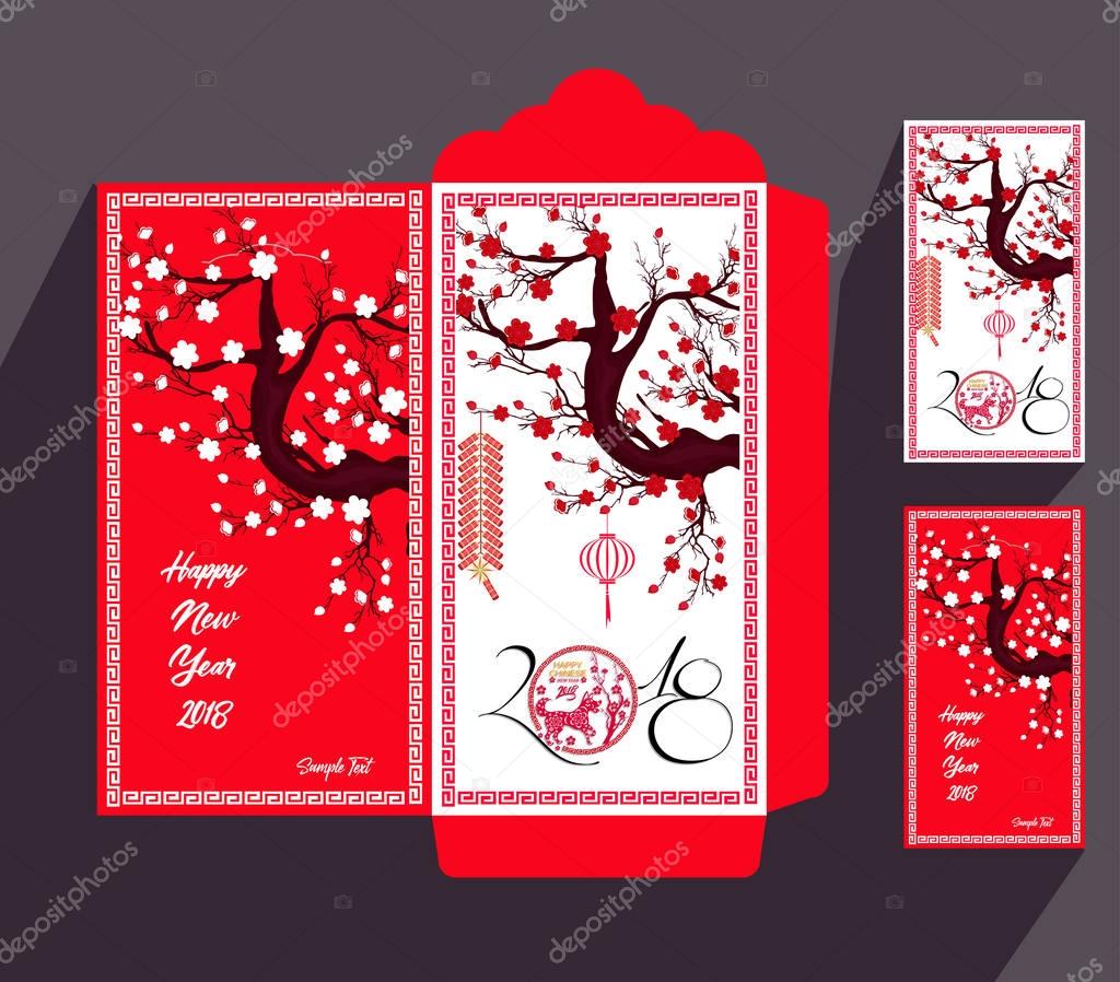 Chinese New Year red envelope flat icon, year of the dog 2018