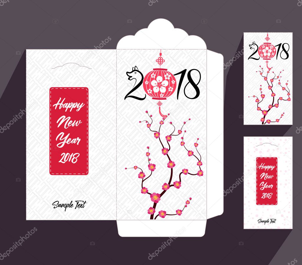 Chinese New Year red envelope flat icon, year of the dog 2018