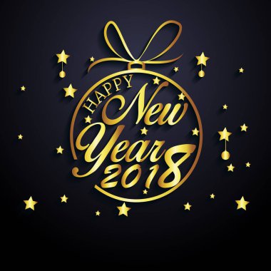 Mutlu yeni yıl 2018 altın ve siyah renkleri 