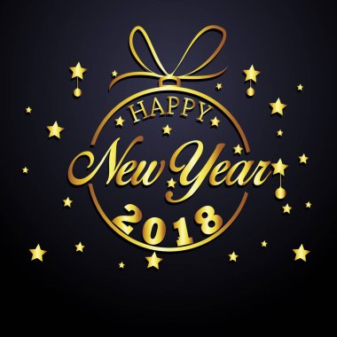 Mutlu yeni yıl 2018 altın ve siyah renkleri 