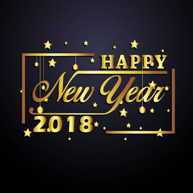 Mutlu yeni yıl 2018 altın ve siyah renkleri 