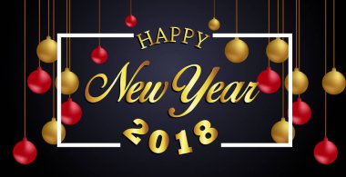 Mutlu yeni yıl 2018 altın ve siyah renkleri 
