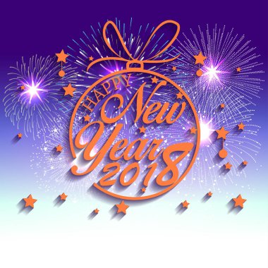 Mutlu yeni yıl 2018 havai fişek arka plan ile