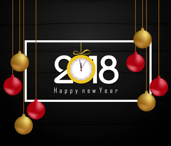 Happy new year 2018 gold and black colors — Stock Vector