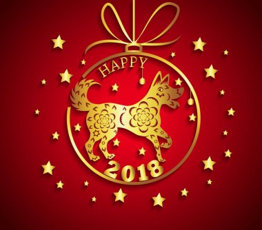Mutlu çene yeni yıl 2018 yıl köpek. Ay yeni yıl