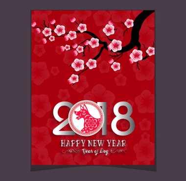 Mutlu çene yeni yıl 2018 yıl köpek. Ay yeni yıl