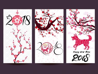 Mutlu çene yeni yıl 2018 yıl köpek. Ay yeni yıl