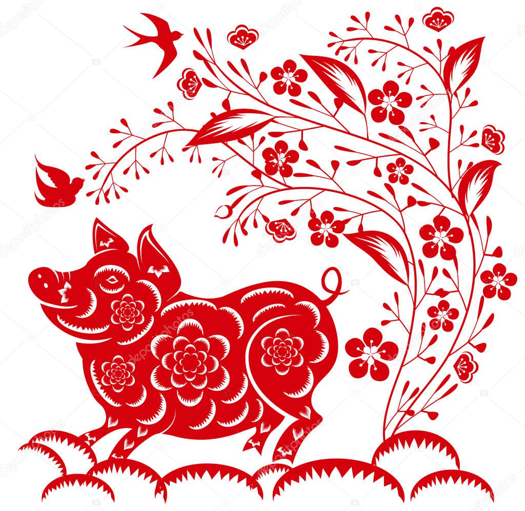 Happy  Chinese New Year  2019 year of the pig.  Lunar new year