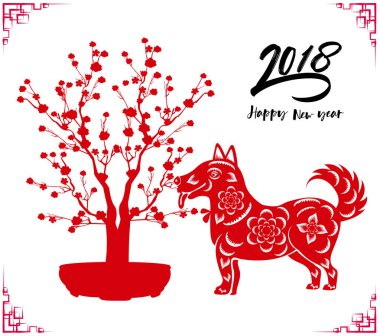 Mutlu çene yeni yıl 2018 yıl köpek. Ay yeni yıl
