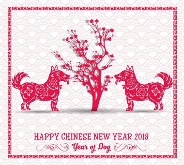 Mutlu çene yeni yıl 2018 yıl köpek. Ay yeni yıl