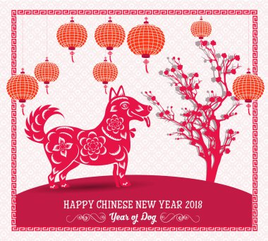 Mutlu çene yeni yıl 2018 yıl köpek. Ay yeni yıl